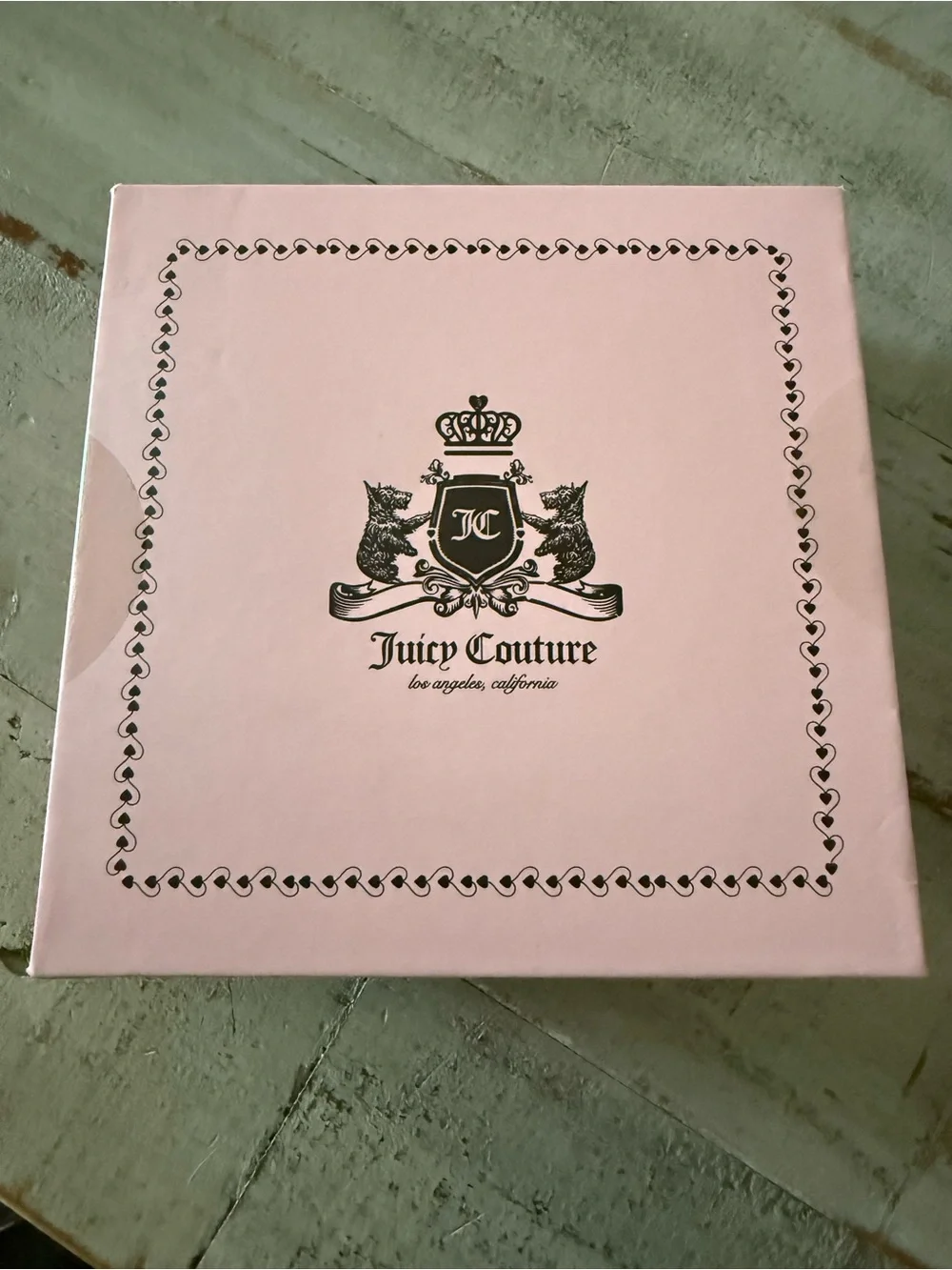 Juicy Couture Pink Velvet and Black Faux Leather Card Wallet